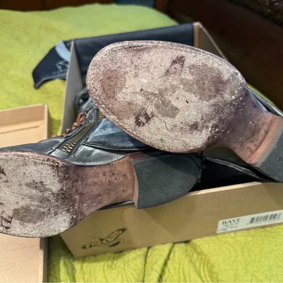 Freebird By Steven SADLE Saddle Black Distressed Tall Knee Leather Boots 9. - Picture 5 of 5